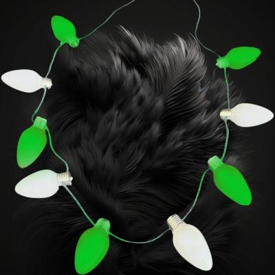 GREEN/WHITE LED FLASHING BULB NECKLACE