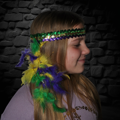 SEQUIN MARDI GRAS FEATHER HEADBAND