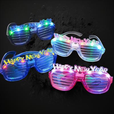 ASSORTED COLOR SLOTED LED HAPPY NEW YEAR SUNGLASSES