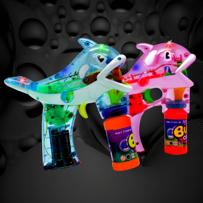 LED ASSORTED COLOR FLASHING DOLPHIN BUBBLE GUN