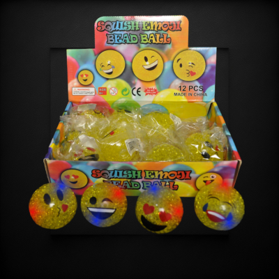 LIGHT UP ASSORTED STYLE EMOJI SQUEEZE BEAD BALL