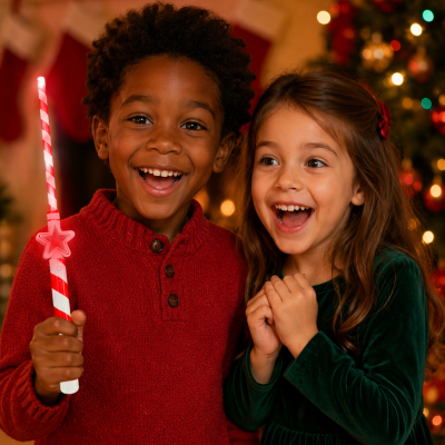 LED FLASHING CANDY CANE WAND