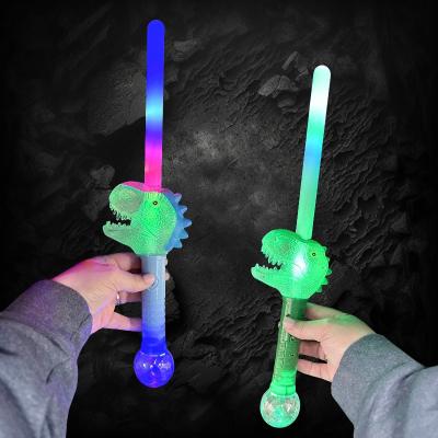LED ASSORTED COLOR DINOSAUR WAND WITH SMALL PRISMATIC BALL