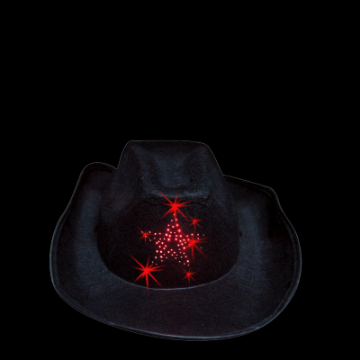 FLASHING BLACK SHERIFF'S HAT KIDS SIZE