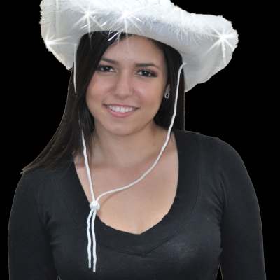 LED FLASHING WHITE COWGIRL HAT