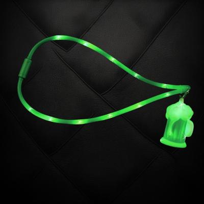 LED FLASHING GREEN BEER MUG CHARM WITH FLASHING GREEN LANYARD