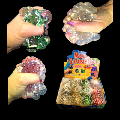 2.75" LARGE GLITTER SQUISHY MESH BALL