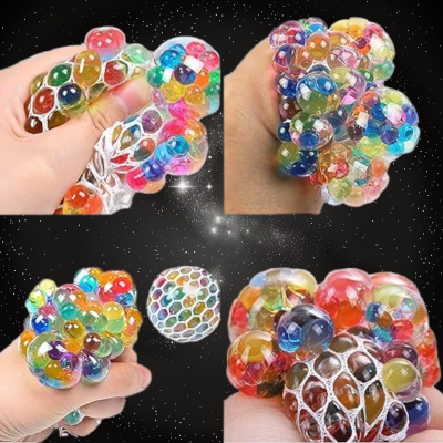 LED FLASHING JELLY BEAD SQUISHY MESH BALL