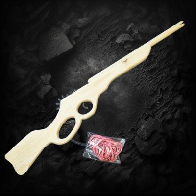 NATURAL PINE WOODEN RIFLE RUBBERBAND SHOOTER