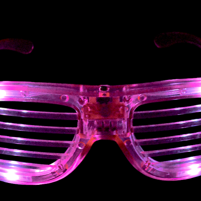 LED FLASHING PINK SHUTTER SHADES- NO LENSES