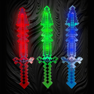 FLASHING ASSORTED COLOR PIXEL SWORD