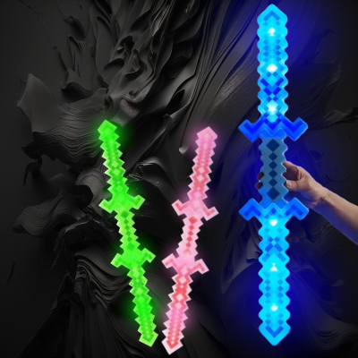 LED FLASHING DOUBLE SIDED PIXEL SWORD WITH SOUND