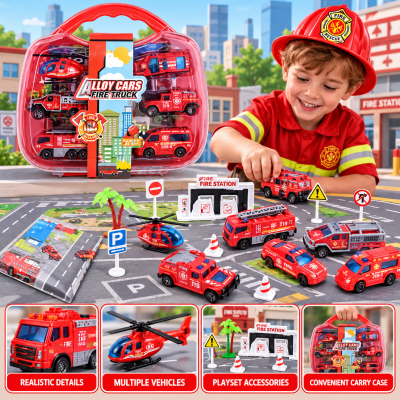 METAL ALLOY FIRE TRUCK SET