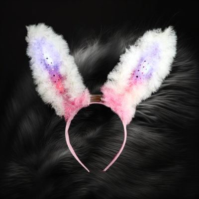 PINK FLASHING FURRY BUNNY EARS