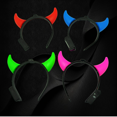 SMALL FLASHING ASSORTED COLOR LED DEVIL HORNS