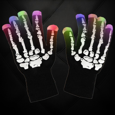 BLACK GLOVE WITH SKULL BONE PRINT