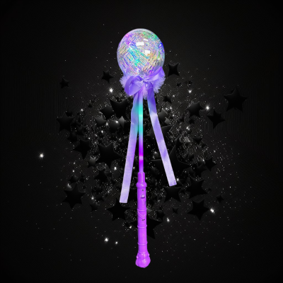ASSORTED COLOR LED GLOBE WAND WITH LED HANDLE AND TINSEL