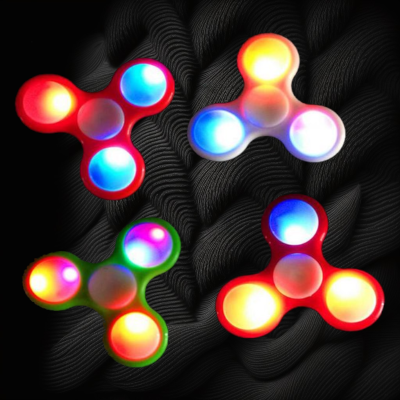 FLASHING LED TRI-COLOR FIDGET SPINNER WITH ON OFF BUTTONS