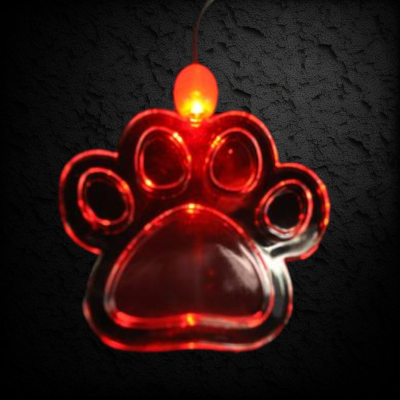 LED ACRYLIC PAW PRINT CHARM ON NON FLASHING LANYARD