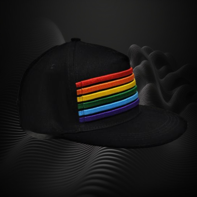 BLACK CAP WITH RAINBOW FLAG EMBROIDERY