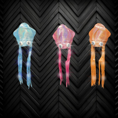 ASSORTED COLOR LONG IRIDESCENT LED SQUID HAT