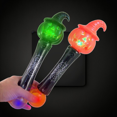 LED PUMPKIN WAND WITH PRISMATC BALL