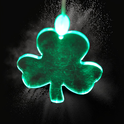 LED ACRYLIC SHAMROCK CHARM ON NON-FLASHING LANYARD