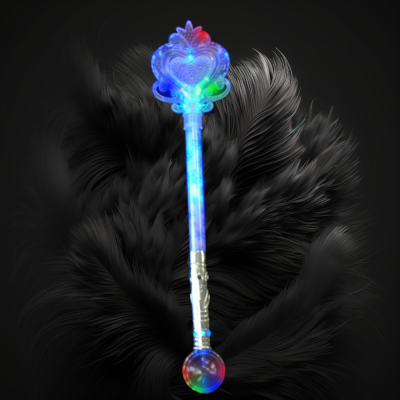 HEART FLASHING GLITTER WAND WITH LARGE BALL AT BOTTOM