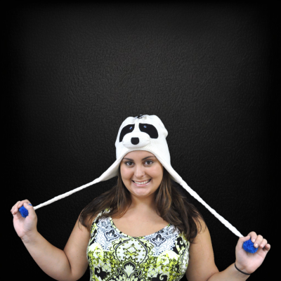 WOOL KNIT PANDA BEAR ANIMAL HAT