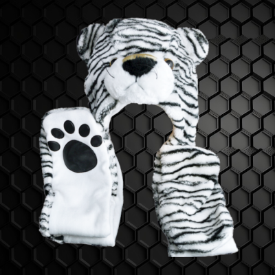 LONG DOUBLE SIDED WHITE TIGER ANIMAL HAT