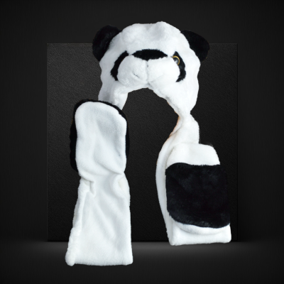 LONG DOUBLE SIDED PANDA ANIMAL HAT