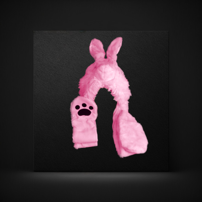 LONG DOUBLE SIDED PINK BUNNY ANIMAL HAT