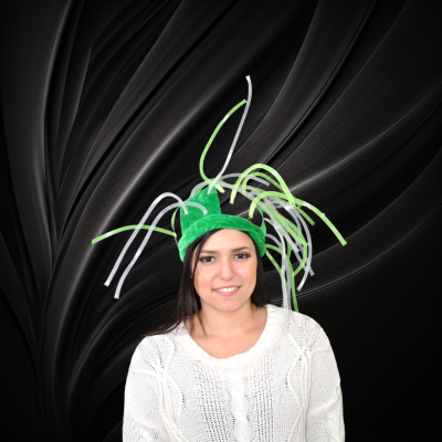 WHITE/GREEN FLASHING LED FLASHING TENTACLE HAT