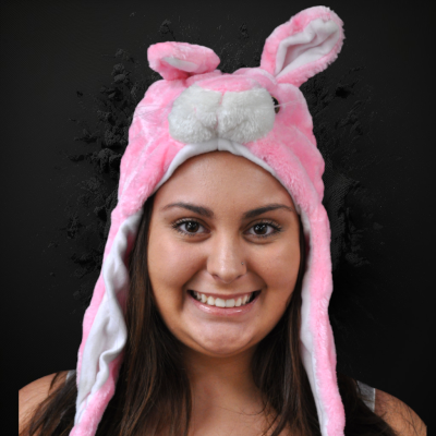 SHORT PLUSH PINK BUNNY STYLE HAT