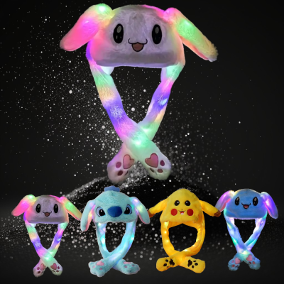 LED LIGHT UP ASSORTED STYLE PLUSH ANIMAL HAT WITH MOVING EARS