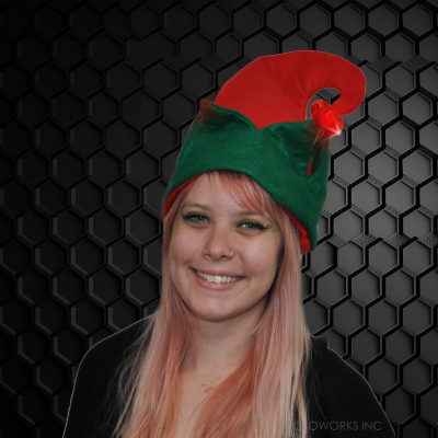 LED FLASHING PLUSH ELF HAT