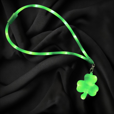 LED CLOVER CHARM ON FLASHING LANYARD