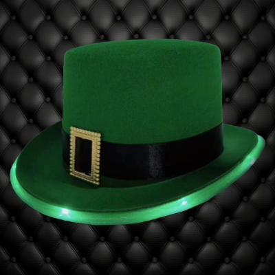 LED FLASHING ST PATRICK'S DAY TOP HAT WITH BUCKLE