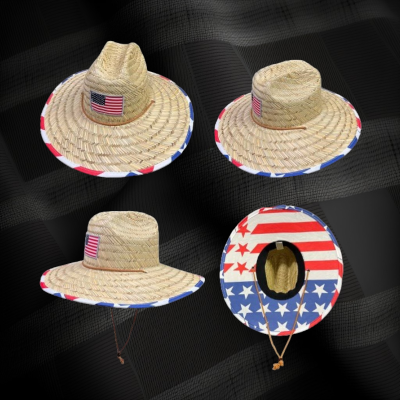 ASSORTED USA FLAG PRINTED STRAW HAT