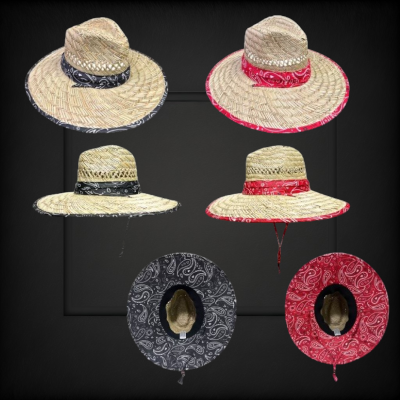 ASSORTED STYLE BANDANA PRINT STRAW HAT