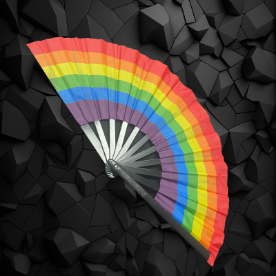 XL RAINBOW PRIDE HAND FAN